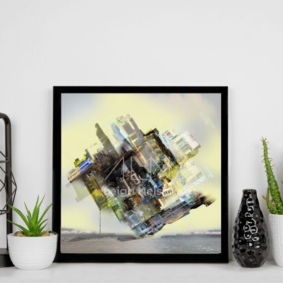 Canadian artwork showing two houses - framed wall art canada