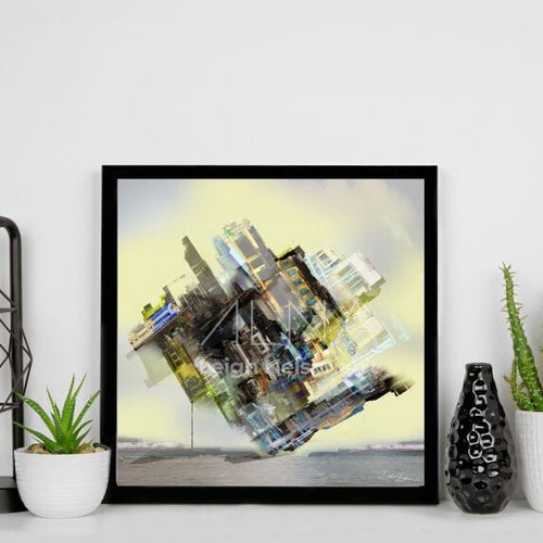 Canadian artwork showing two houses - framed wall art canada