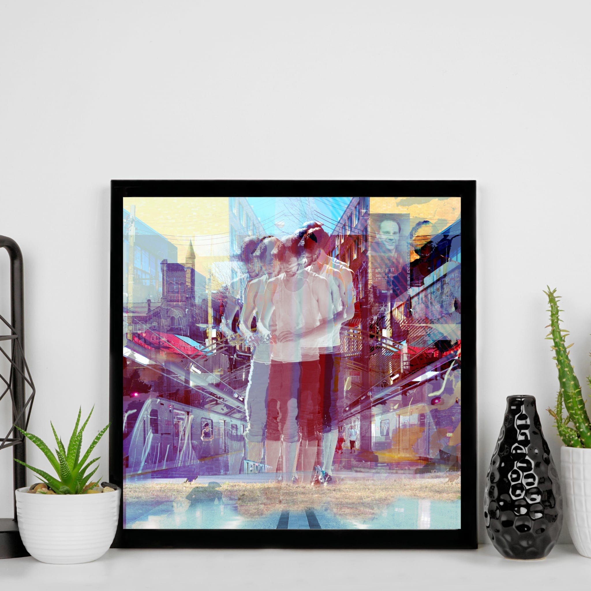 Toronto Market Tunnel urban wall art framed in modern living room interior decor
