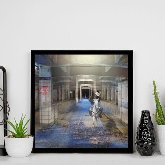 White Tunnel art prints - Mexican cowboy artwork- western paintings  by Leigh Nelson